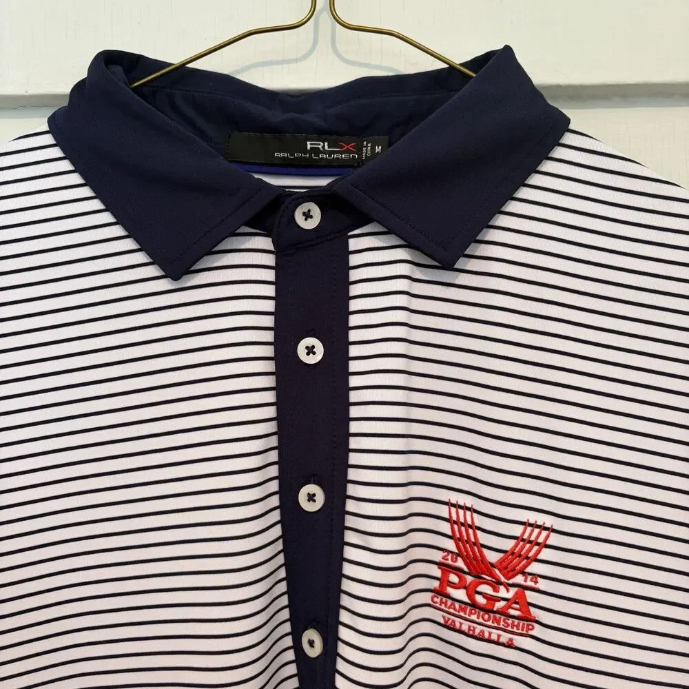 RLX Ralph Lauren Polo Shirt Mens Large* Striped 2014 PGA Championship Valhalla